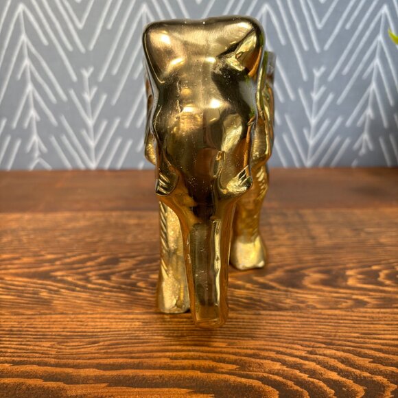 Vintage Brass Elephant Figurine Solid Heavy Sculpture - Picture 6 of 17